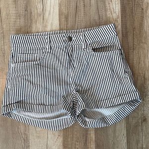 B&W Striped Denim Shorts